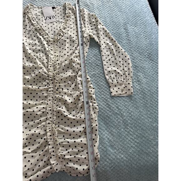 NWT Zara Polka Dot Dress Black White Women's XS Coastal Cocktail Beach Grandma - Picture 3 of 13